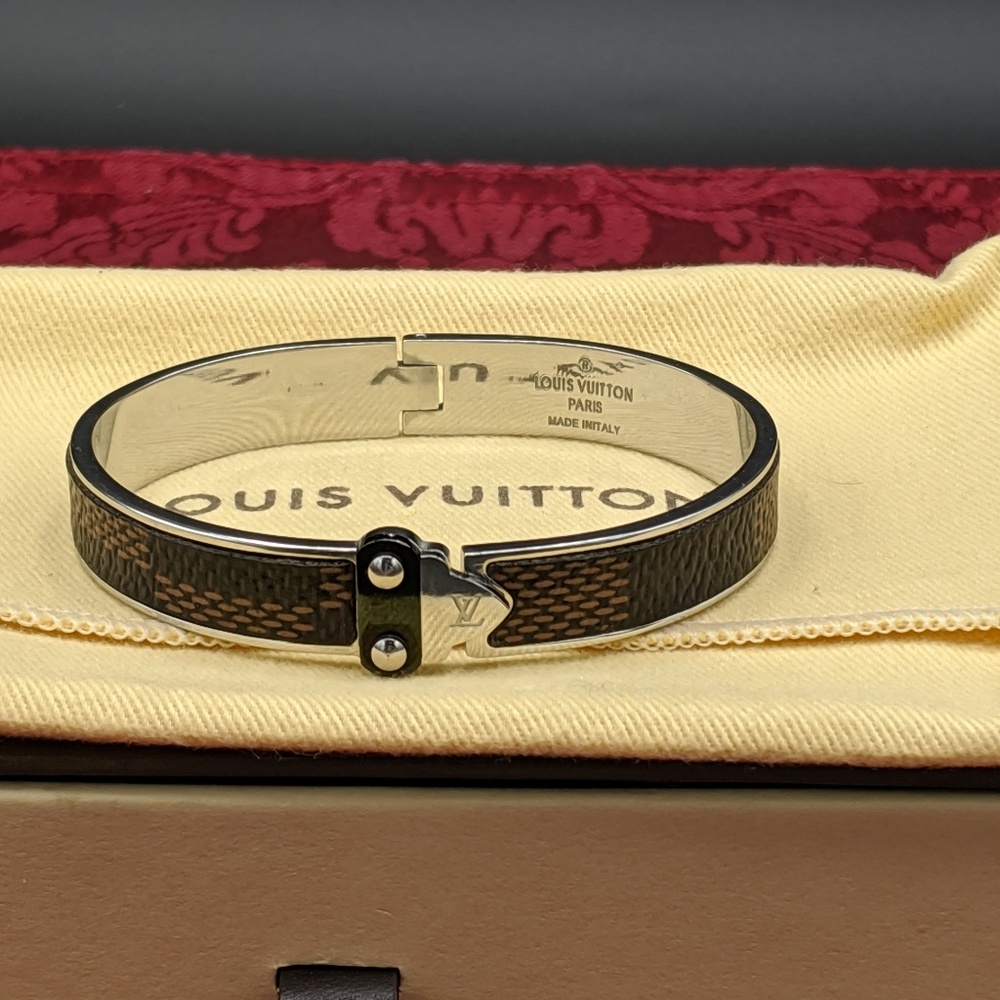 AUTHENTIC LV Damier Ebene Silver-tone bracelet